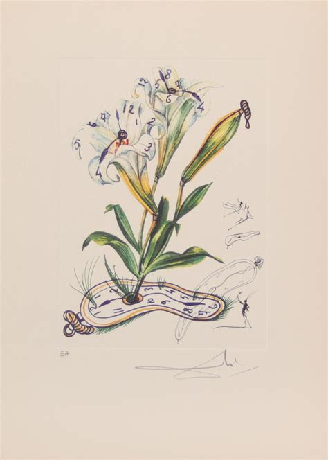 Salvador Dali 1972 “lilies Soft Watch” Color Etching On