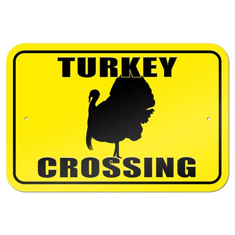 turkey crossing 9 x 6 metal sign