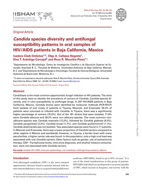 Pdf Candida Species Diversity And Antifungal Susceptibility Patterns