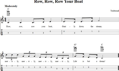 Row Row Row Your Boat Ukulele Notes