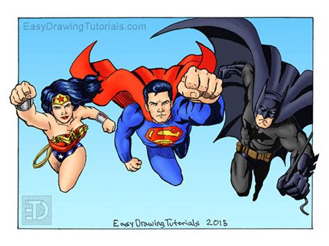 Wonder Woman Superman Batman Drawing Color