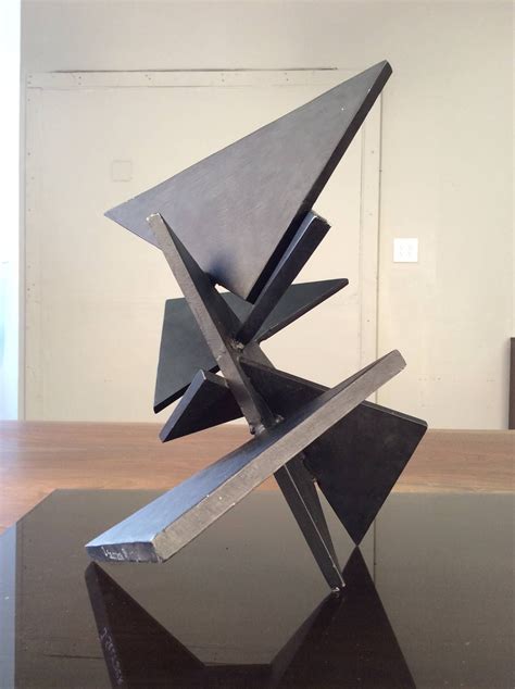 Geometric Constructivist Table Sculpture Composed Of Thick Steel