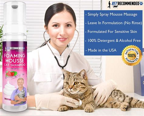 waterless cat shampoo mousse no rinse strawberry whip scent 8oz — vet recommended