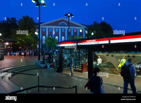 Harvard Square Metro Station Entrance Red Line Boston Stock Photo Alamy