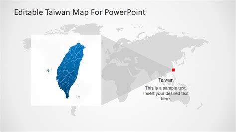 Map is showing taiwan, an island country north of the philippines and off the southeastern coast of china separated by the taiwan strait. Taiwan Editable PowerPoint Map - SlideModel
