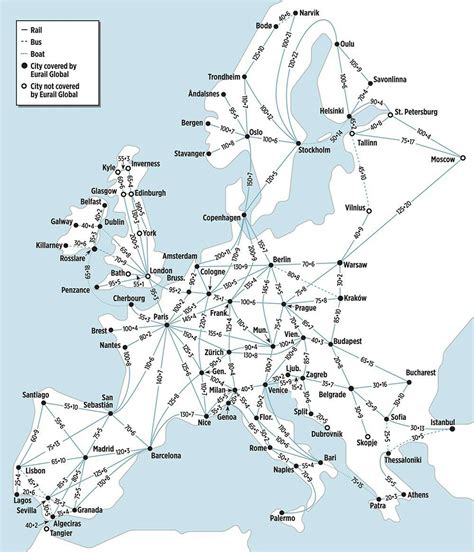 European Train Map First Digit Price Second Hours Of Travel Europe