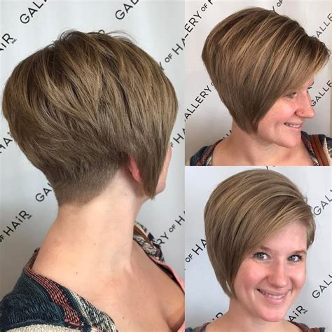 Stacked Asymmetrical Bob With Side Swept Bangs And Tapered Nape The