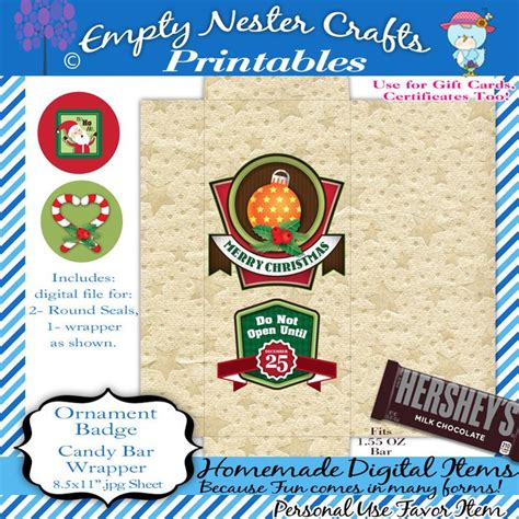 Christmas candy bar wrappers 21 of the best ideas for christmas candy saying.change your holiday dessert spread out into. Hershey Candy Bar Wrapper, Merry Christmas - Ornament - Bauble Badge, 1.55OZ bar, Holiday ...