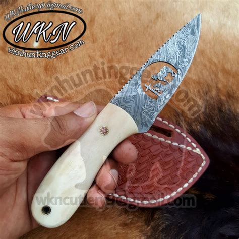 Damascus Steel Full Tang Blade Skinner Knife Wkn Hunting Gears