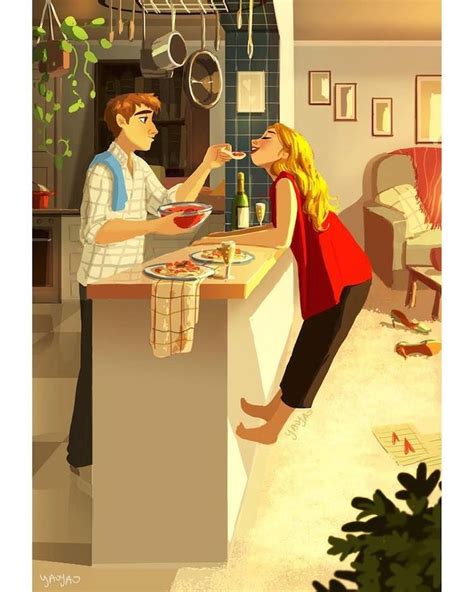 Charming Illustrations Capture The Intimate Moments Of A Couple In Love Ilustrações
