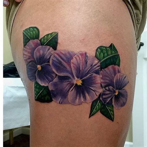 Violet Flower Tattoo Black And Grey Tattoo Design