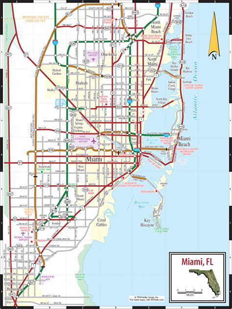 Miami Florida Tourist Map Miami Fl Mappery