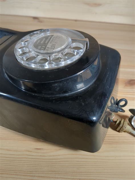 Vintage Retro 1960s Gpo 741 Wall Mounted Rotary Dial Black Telephone