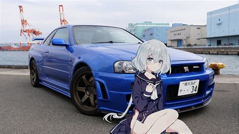 Hd Wallpaper Jdm Skyline R34 Anime Girls Wallpaper Flare