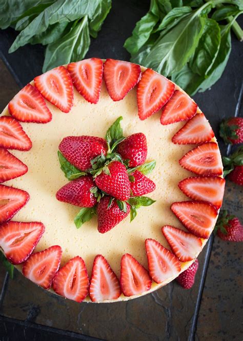 Goat Cheese Cheesecake With Strawberries Basil And Balsamic Recipe