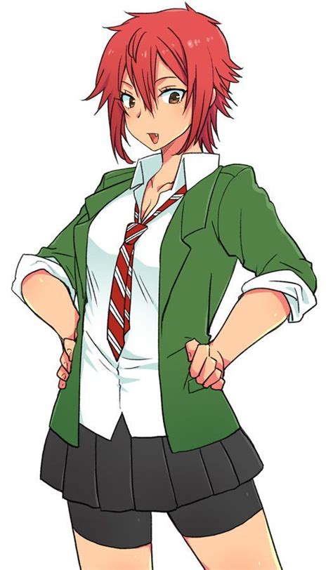 Tomboy Anime Girl With Red Hair And Green Eyes Hair