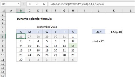 Excel Formula Dynamic Calendar Grid Exceljet