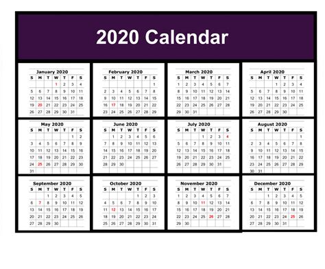 Template Kalender 2020 Pdf Contoh Gambar Template