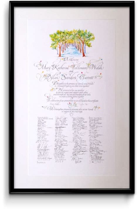 Image Of A Framed And Signed Quaker Wedding Certificate Wedding