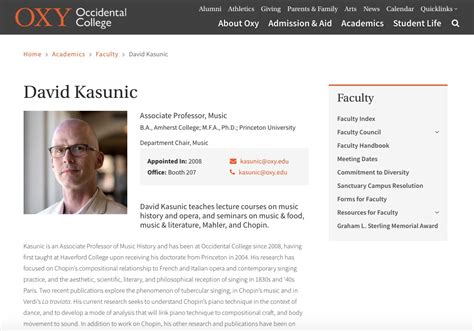 Faculty Profile Occidental College
