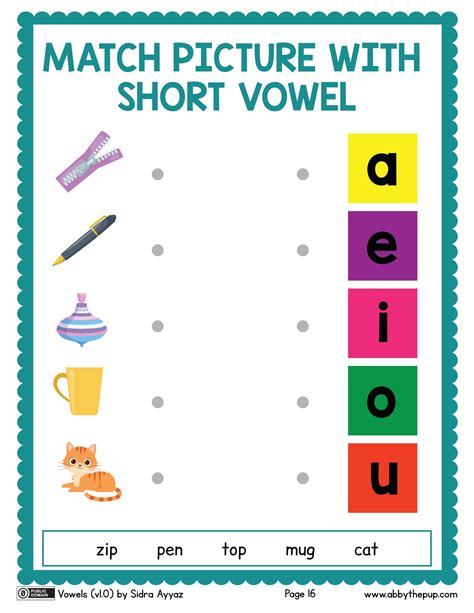 Match Picture With A Short Vowel Free Printable Puzzle Games