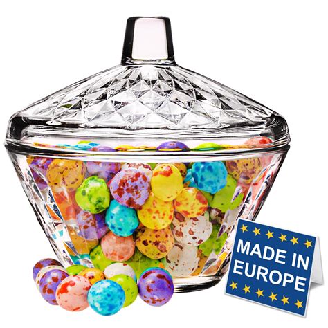 Decorative Glass Candy Jar With Lid Crystal Cut Candy Dish Elegant Candy Service Buffet Cute