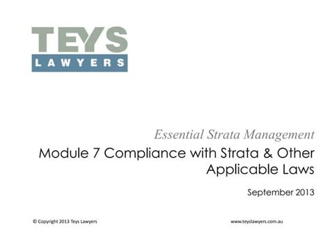 Compliance With Strata And Other Applicable Laws Ppt