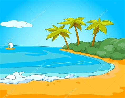 Dibujos Playas Fondo De Dibujos Animados De Playa Y Mar — Foto De
