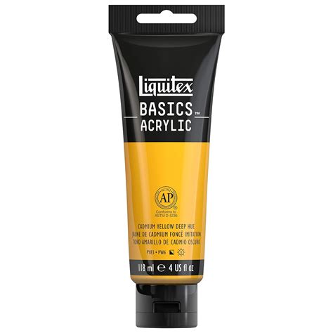 Liquitex Basics Acrylic Paint 4 Oz Tube Cadmium Yellow Deep Hue