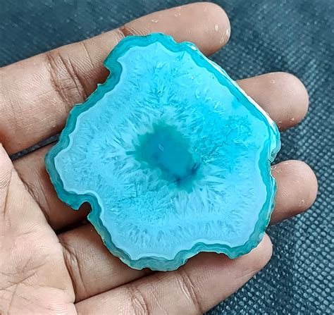 Dyed Agate Cut And Polished Slices Blue Coloured Crystal Etsy