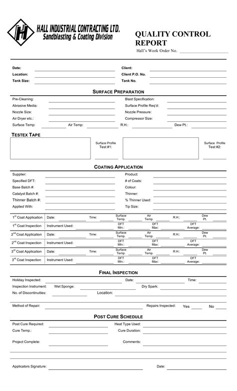 Quality Inspection Report Template