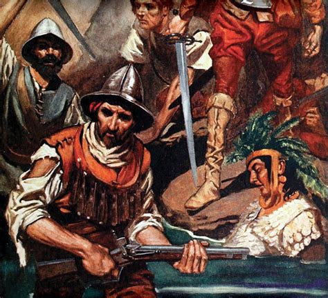 Spanish Conquistadores In Battle Against The Aztecs America Espanola