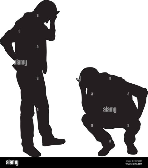 Silhouettes Of Sad Men Isolated On White Stock Vector Image And Art Alamy