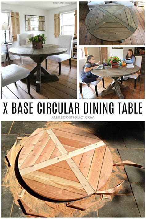 A round dining table from crate and barrel is a beautiful addition to your space. DIY X Base Circular Dining Table - Jaime Costiglio