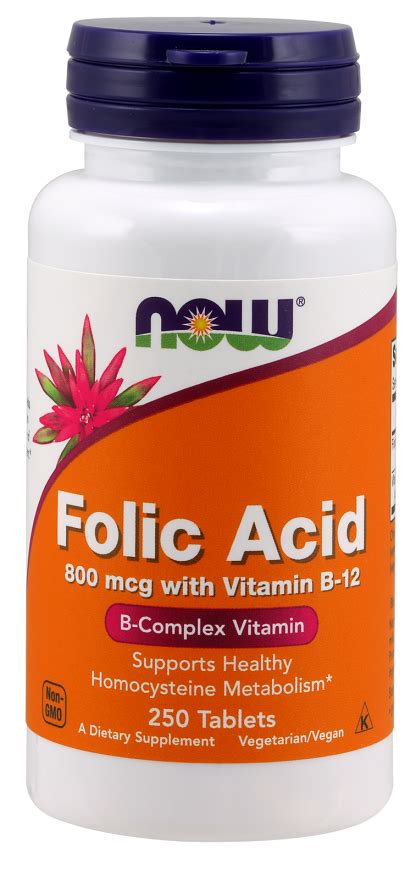 Now Folic Acid 800 Mcg With B12 Tabs 250s New Country Healthcare Llc