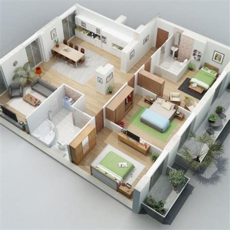 Desain Denah Rumah Minimalis 2 Kamar Terbaru 3d Desain Rumah Minimalis