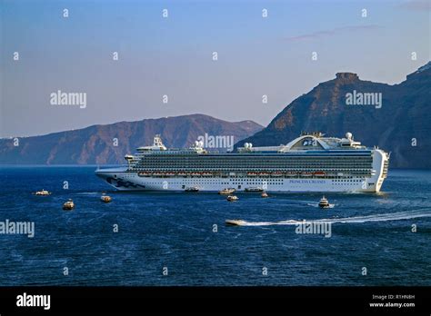 Princess Cruises Cruise Ship Crown Princess Anchored At Island