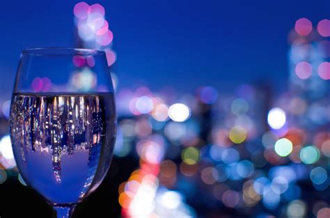 Glass Wine Glass Glass Reflection Night City Tokyo