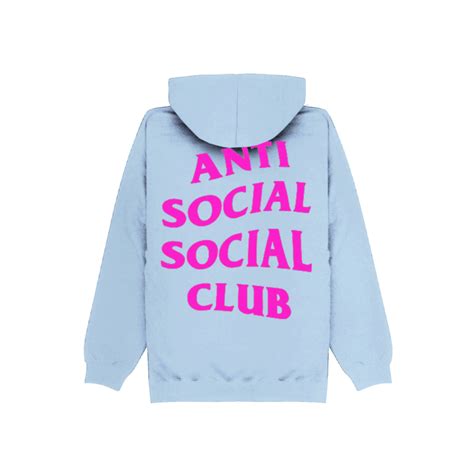 Anti Social Social Club Light Blue Hoodie Fushia Font Magic Custom
