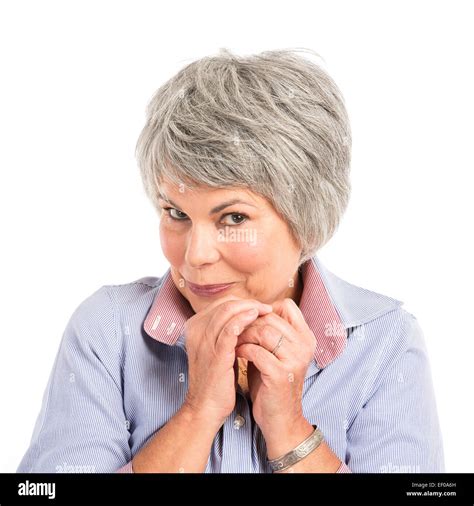Portrait Of A Elderly Woman With A Shy Expression Stock Photo Alamy