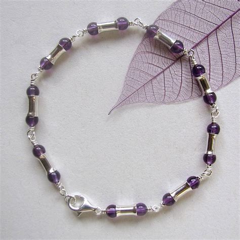 Amethyst Handmade Sterling Silver Bracelet By Louise Mary Designs