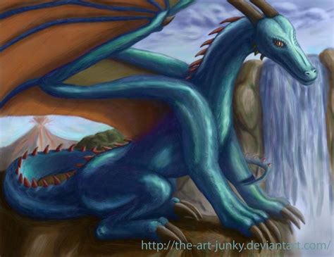 Cyan Dragon In Tropical Region By The Art Junky On Deviantart Art