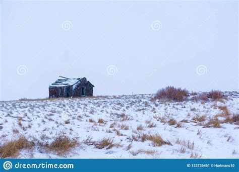 An Old Abandoned Farmyard On The Winter Prairie Stock Image Image Of