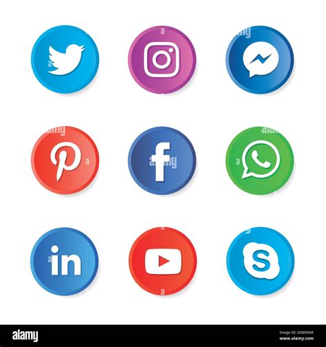 Set Of Popular Social Media Icons Instagram Facebook Twitter