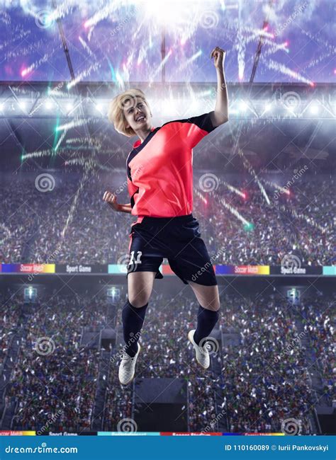 Female Soccer Player Celebrating Goal Stock Image Image Of Football