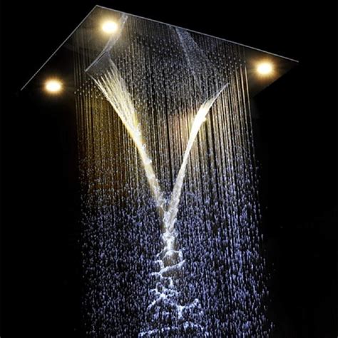cascada classic design 23 x31 large rain shower set with waterfall led rectangle recessed
