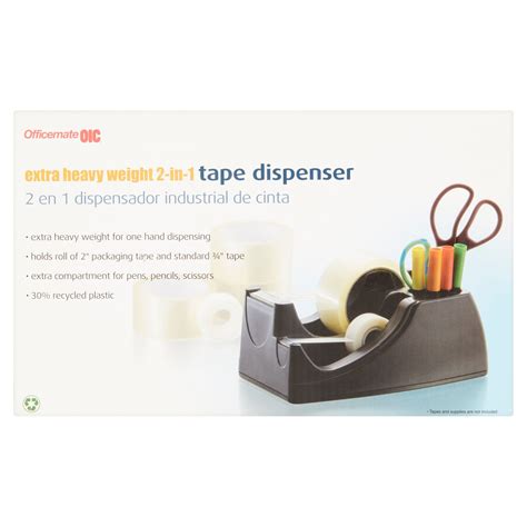 Officemate Oic Recycled 2 In 1 Heavy Duty Tape Dispenser Black 96690