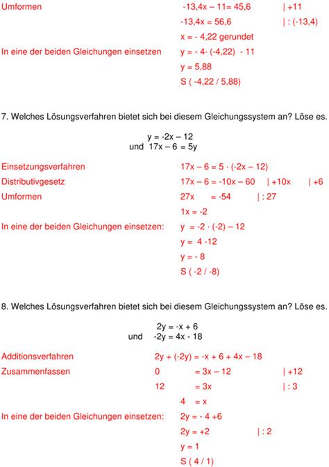 Lineare Gleichungssysteme Aufgaben Klasse 8 Pdf Schulaufgaben