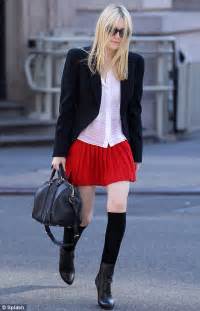 Dakota Fanning Steps Out In Over The Knee Socks And Mini For Meeting