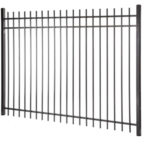 Kent 6 Ft H X 8 Ft W Black Steel Square Top Decorative Fence Panel In